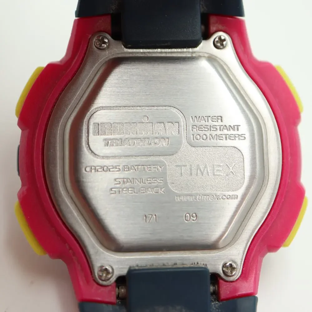 Timex Ironman Triathlon Rugged 30 Womens 41mm Watch Pink Retro w New Battery